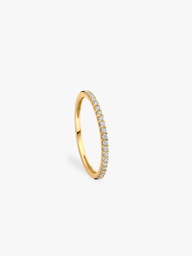 Ring Facet Pavé Lab Diamond 14k Solid Gold