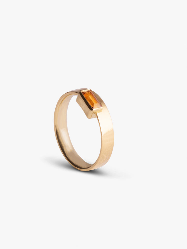 Ring Facet L 3 MM Citrine 14kt Solid Gold
