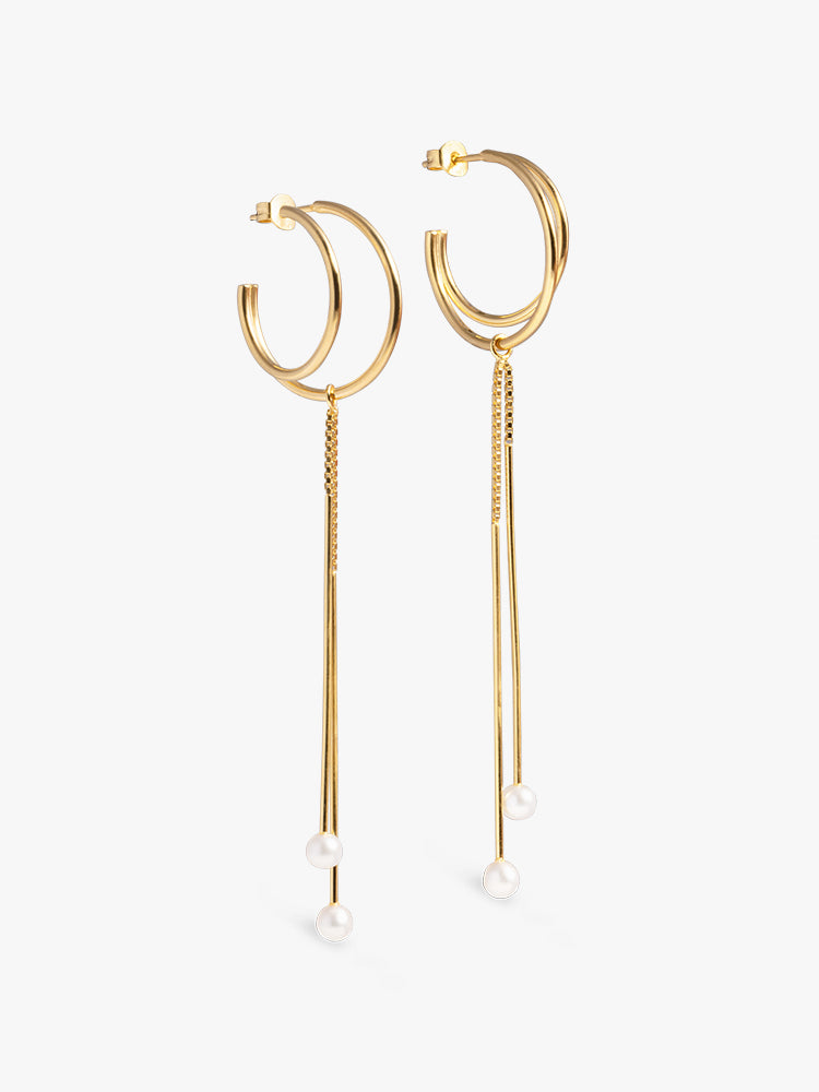 SET Element Hoop/Cord Tail Pearl Gold