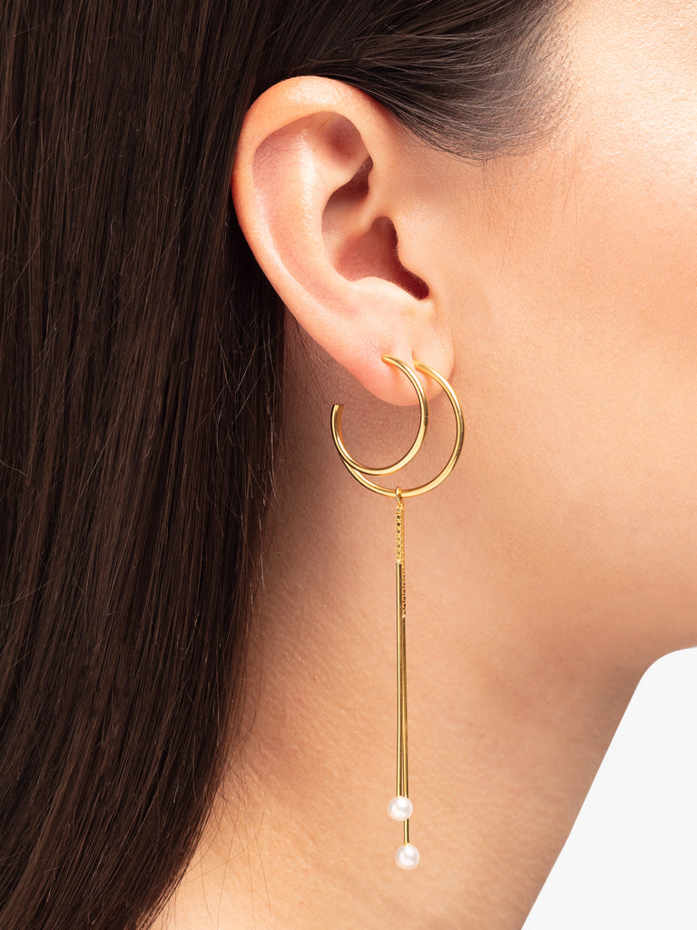 SET Element Hoop/Cord Tail Pearl Gold