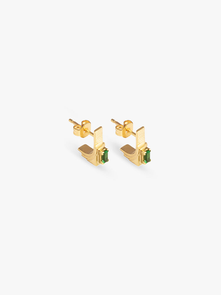 Earring Refined Brutalism Emerald 14kt Solid Gold