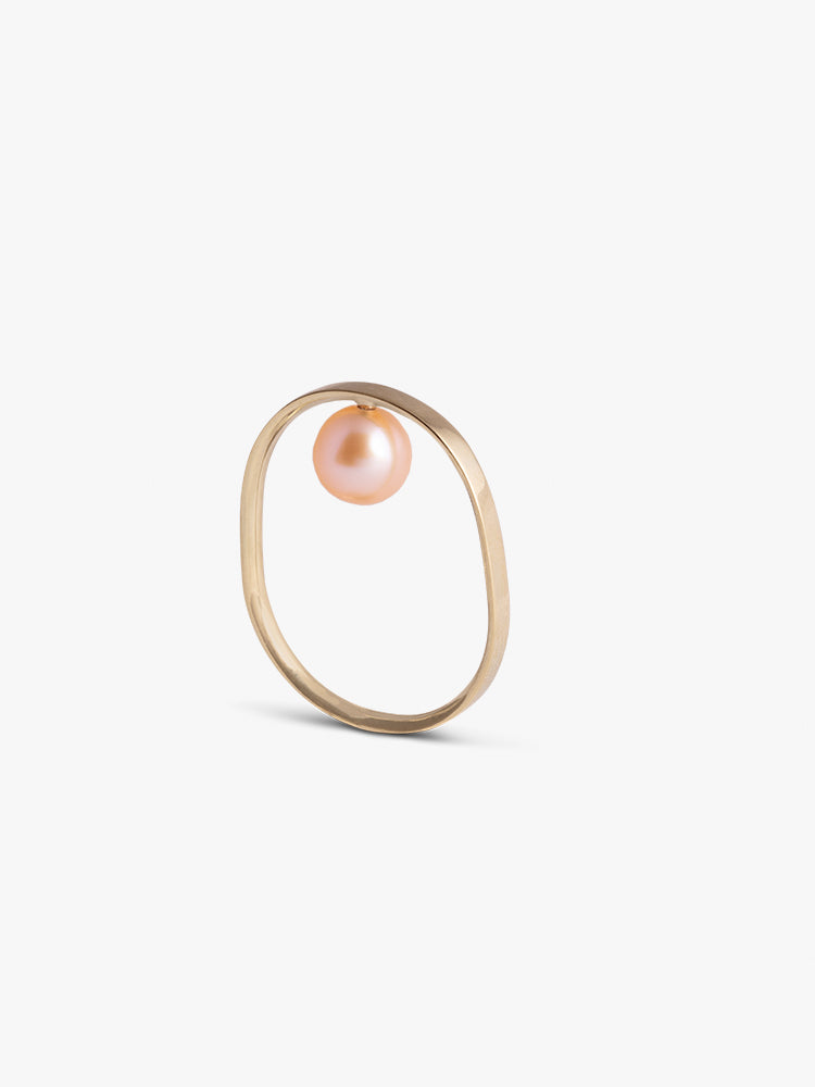 Ring Facet Pink Pearl 14kt Solid Gold