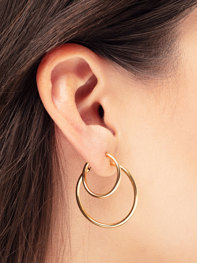 Earring Facet 20 mm 14kt Solid Gold