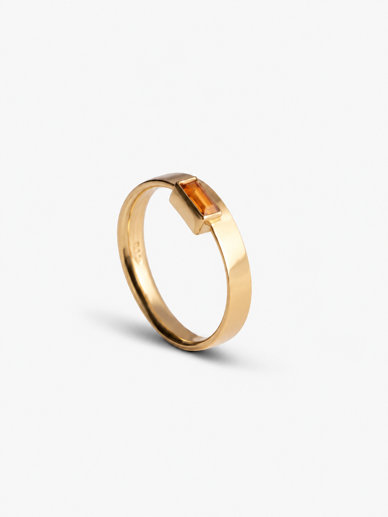 Ring Facet L 3 MM Citrine 14kt Solid Gold