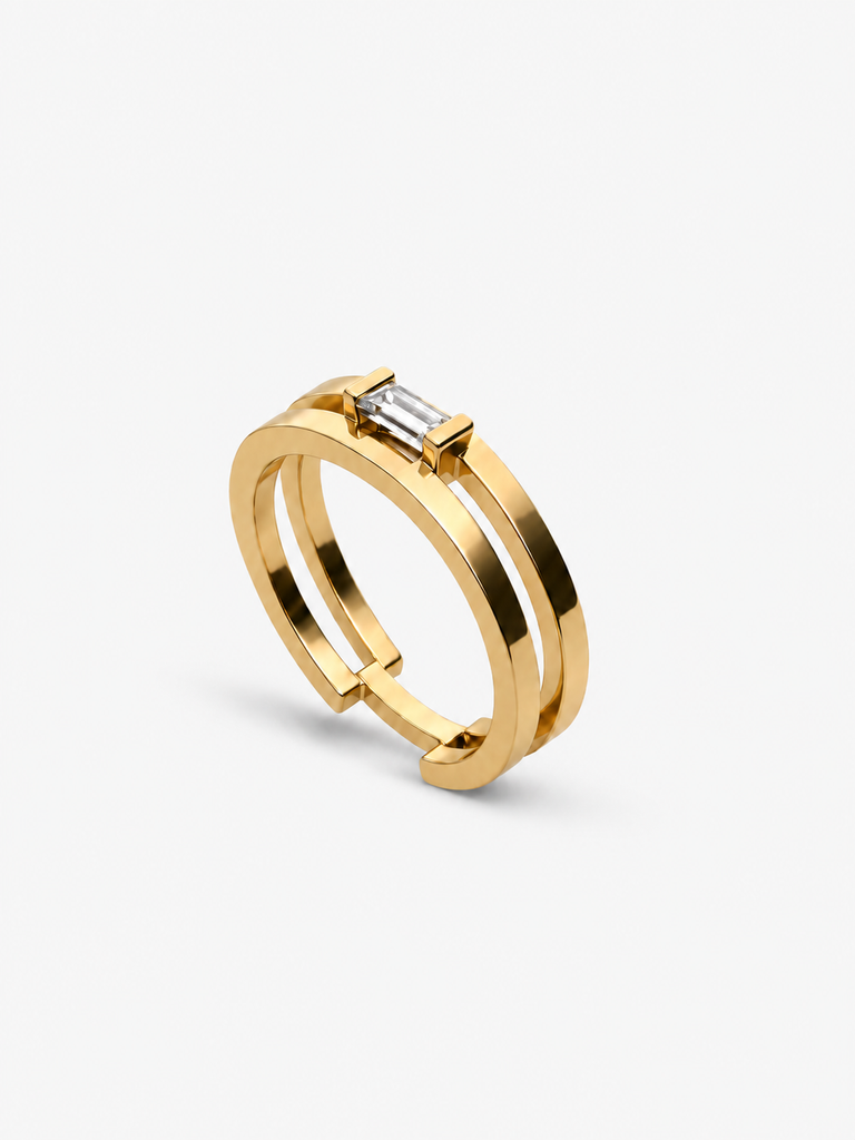 Ring Garner Round Bold Lab Diamond 14kt Solid Gold