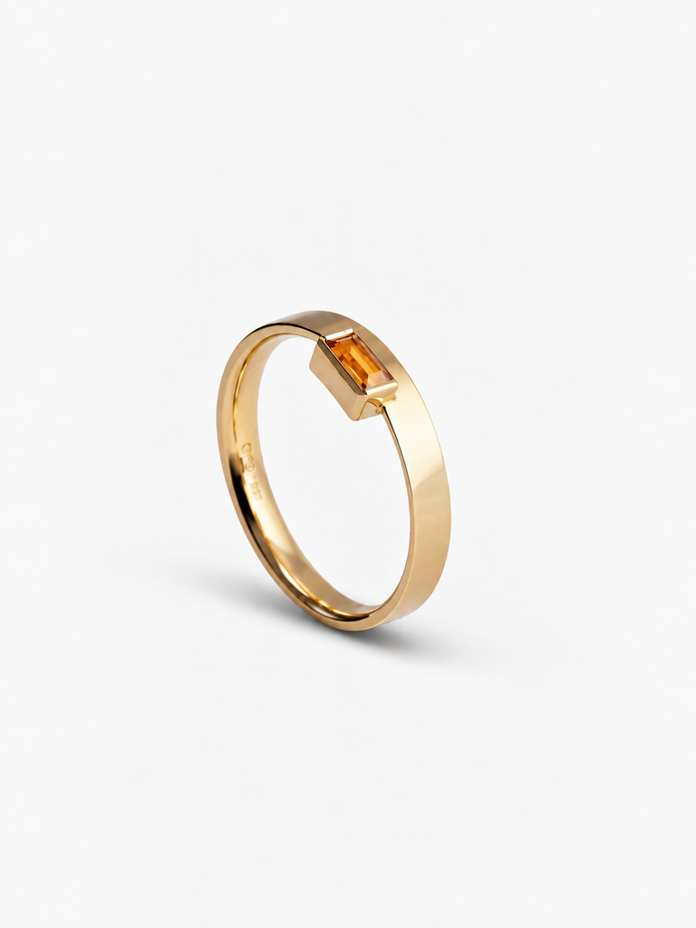 Ring Facet L Citrine 14kt Solid Gold