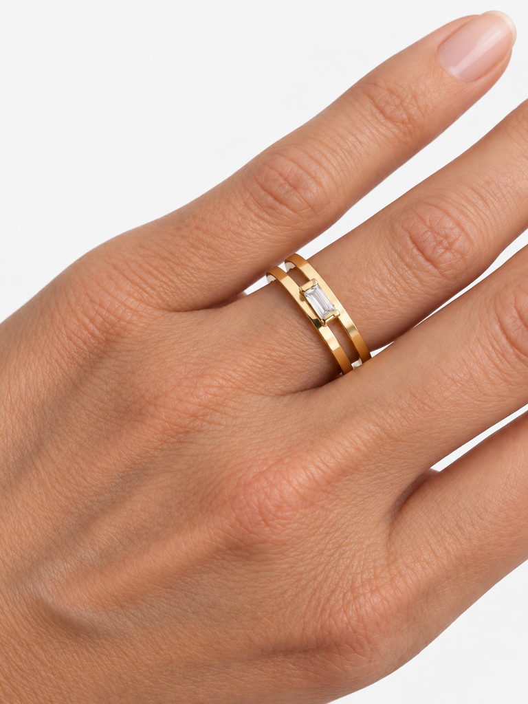 Ring Garner Round Bold Lab Diamond 14kt Solid Gold