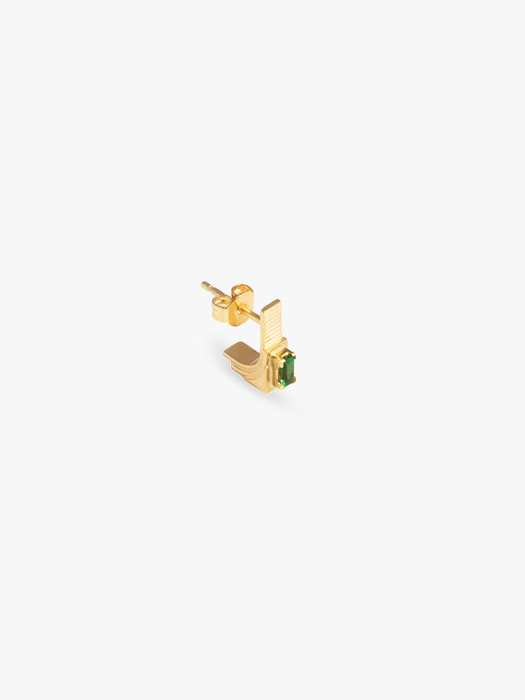 Earring Refined Brutalism Emerald 14kt Solid Gold
