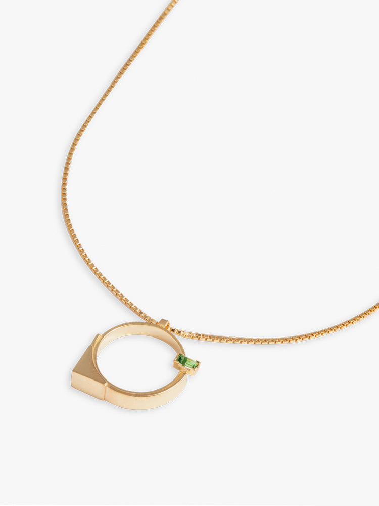Necklace Refined Brutalism Emerald 14kt Solid Gold