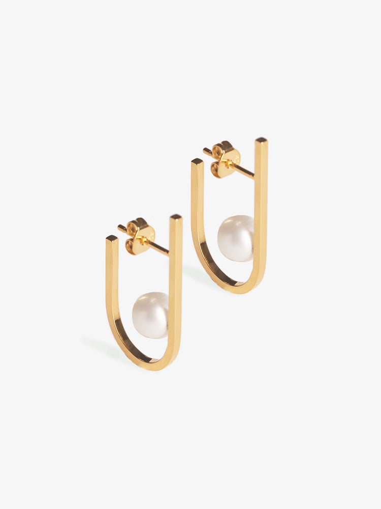 Earring Rivet Pearl 14kt Solid Gold
